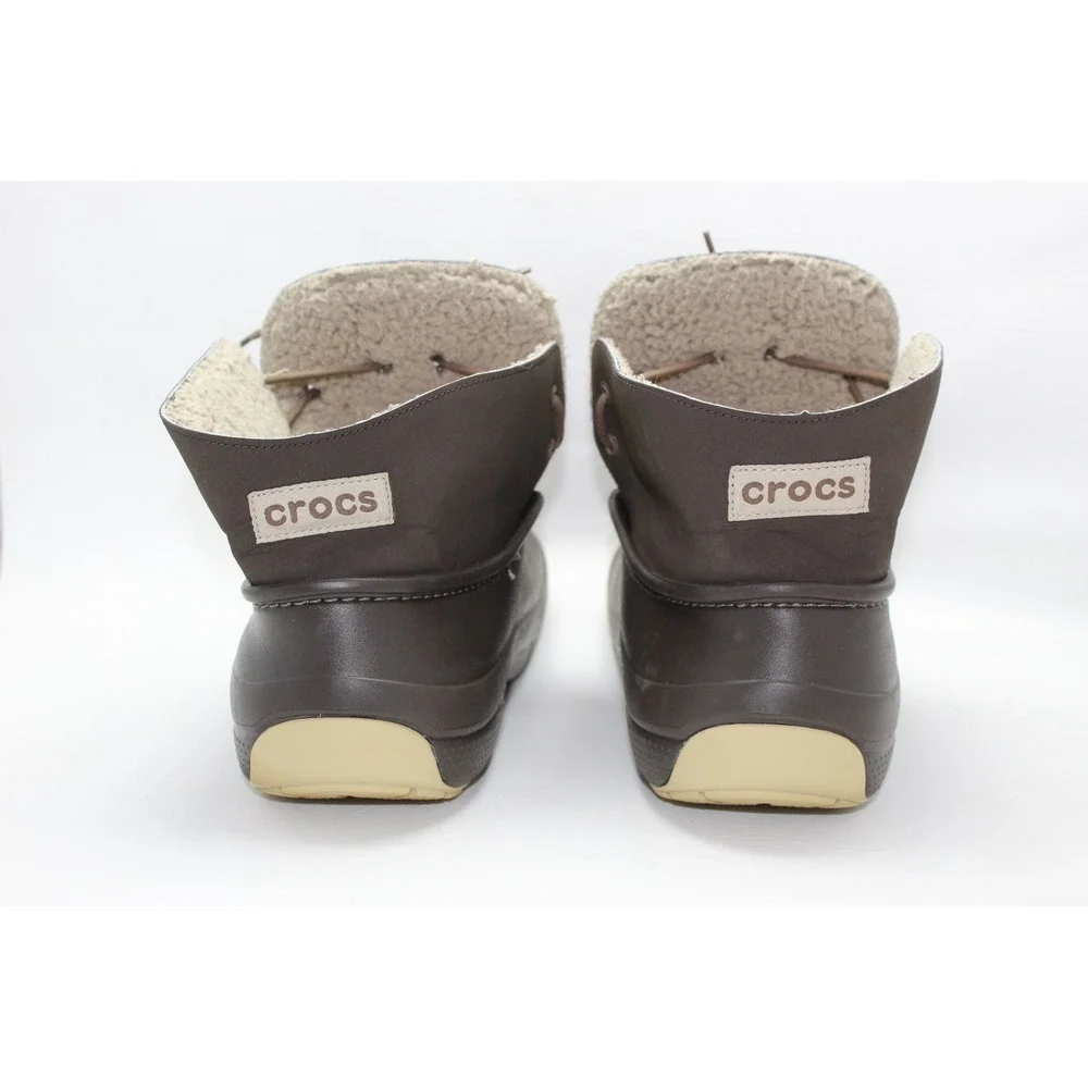 Crocs Blitzen Luxe Convertible Boots Mens Size 9 Brown Faux Fur 201843